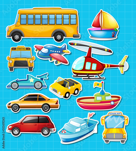 Sticker set of different vehicles