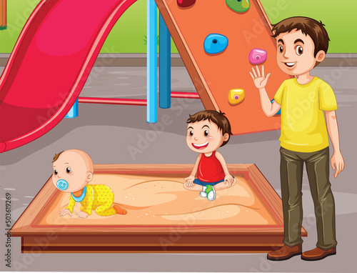 Kids in sandpit at the playground