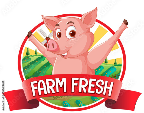 Pig farm fresh logo for pork products
