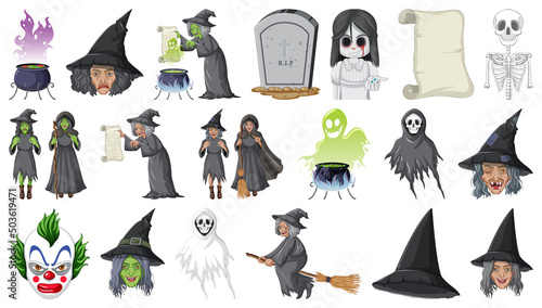 Halloween set with scary monsters