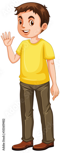 A man wearing yellow t shirt cartoon
