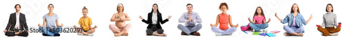 Set of different meditating...