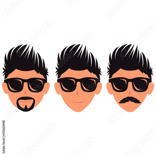 man face cartoon characters. Cartoon shocked male character vector illustration.
