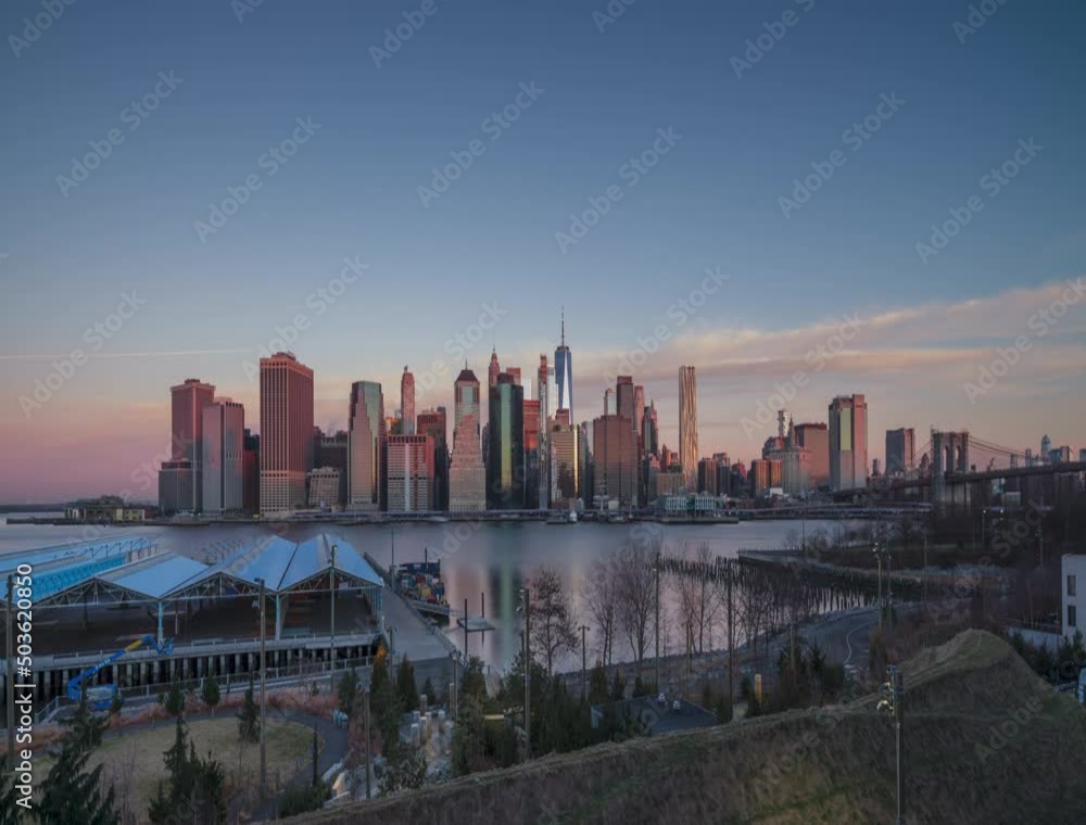 Brooklyn Heights view in sunrise time lapse Brooklyn Heights view in sunrise time lapse