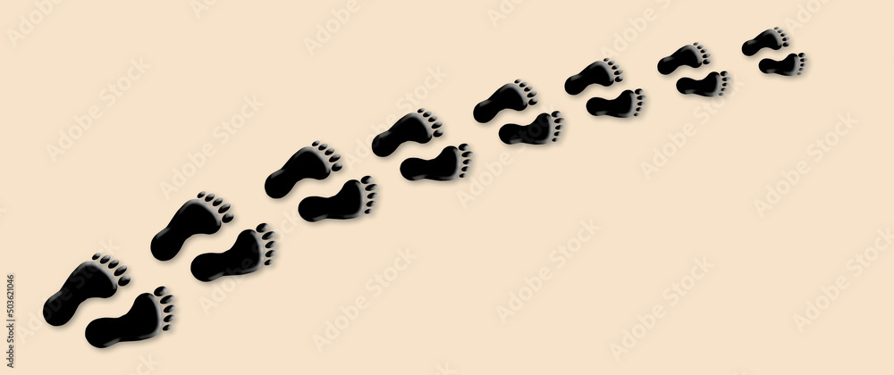 Footprint on brown background. Concept for start and Challenge, Chance to success, Moving forward. shadow overlay. space for the text. illustration of 3d paper cut design style. Footprint on brown background. Concept for start and Challenge, Chance to success, Moving forward. shadow overlay. space for the text. illustration of 3d paper cut design style.