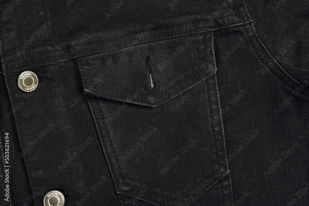 Top View of Black Denim Jacket Background Top View of Black Denim Jacket Background