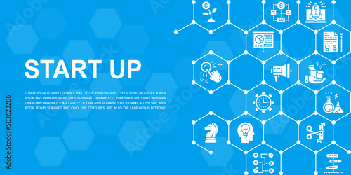 Start up web page design template. Time management, idea generation, presentation banner for website header and landing page, infographic.