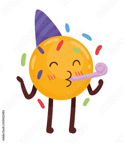 emoji celebrating with cornet