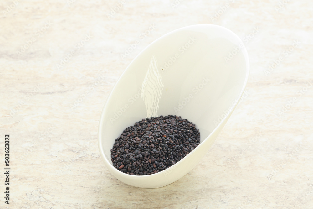 Black sesame seeds in the bowl Black sesame seeds in the bowl