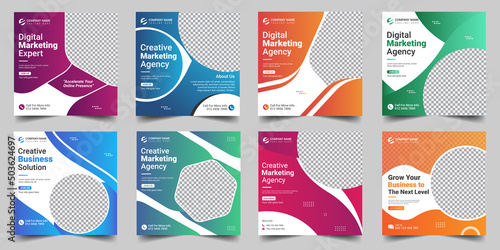 a bundle of 8 templates of different colors business social media post template, modern business web banner template, abstract business banner, creative design and editable vector template design