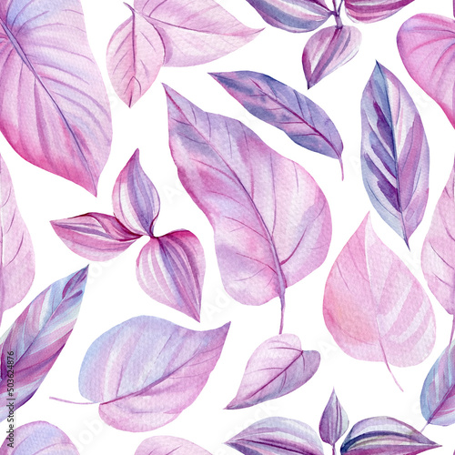 Pink tropical leaves. Pattern design for wallpaper, wrapping paper, background, fabric. seamless background