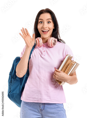 Portrait of excited female ...
