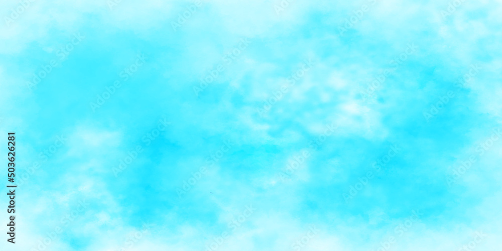 Abstract beautiful natural clear sunshine calm bright summer cloudy sky background with space for your text, Stylist painted blue watercolor background for any design and decoration.