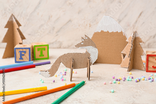 Handmade cardboard toys and...