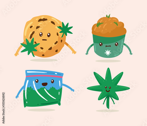 cannabis drug four icons
