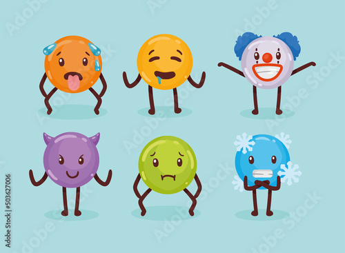 six emoticons characters icons photo