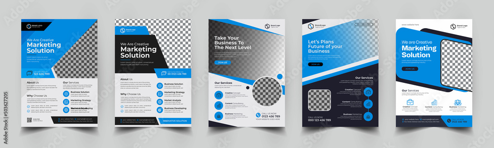 a bundle of templates of a4 flyer, flyer template
layout design. business flyer, brochure, magazine or
flier mockup in bright color. perfect for creative professional business. vector template
