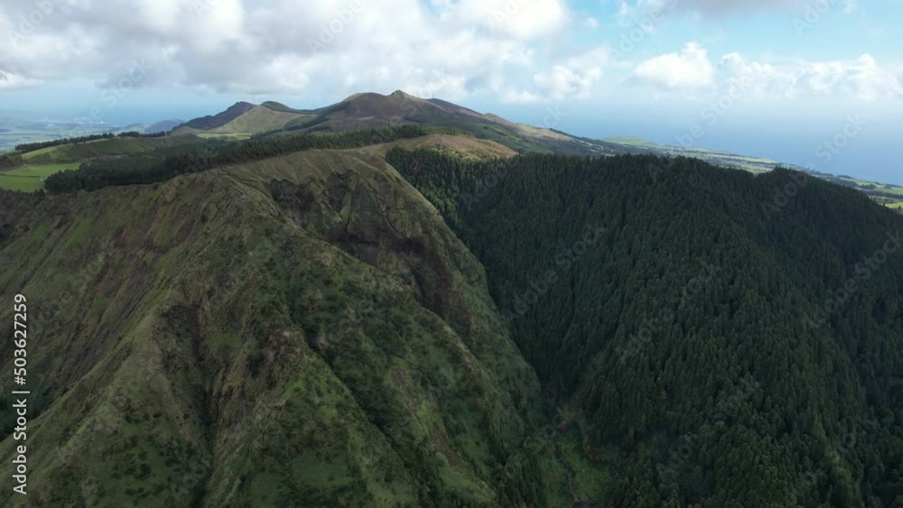 View from Aerial landscape in Azores Islands Portugal View from Aerial landscape in Azores Islands Portugal