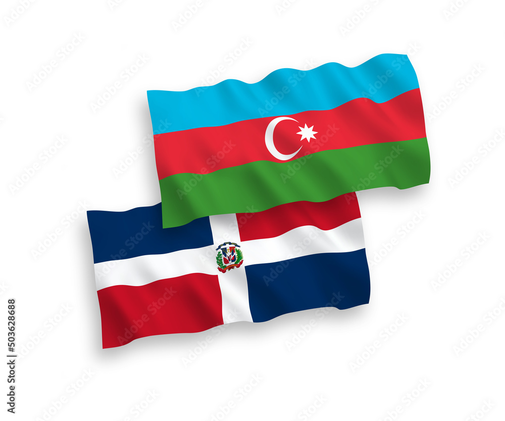 Fototapeta premium Flags of Dominican Republic and Azerbaijan on a white background