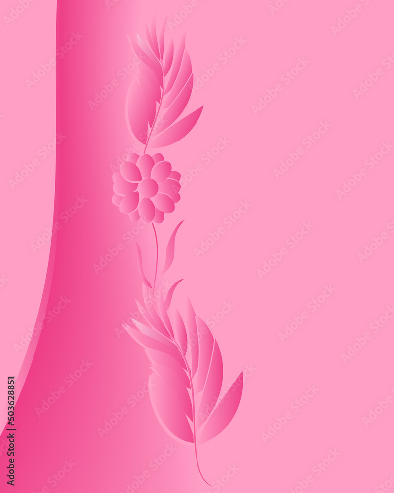 Abstract background with plants and flowers. Pink girl's print.