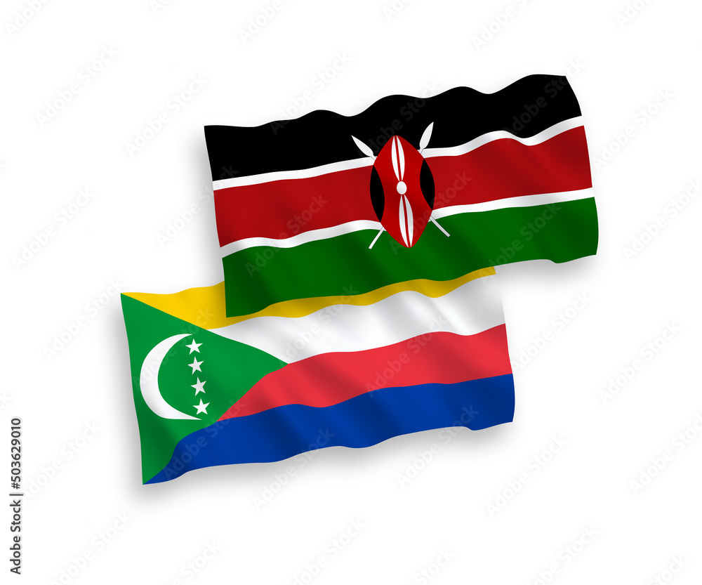 Flags of Union of the Comoros and Kenya on a white background Flags of Union of the Comoros and Kenya on a white background