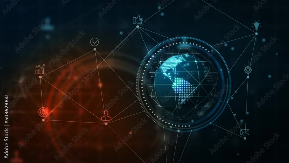 Cloud computing, Global Network - Futuristic blue cloud with pixel digital transformation abstract new technology background. Artificial intelligence and big data concept. Business industry 4.0 and 5g