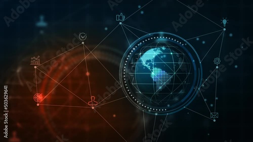 Cloud computing, Global Network - Futuristic blue cloud with pixel digital transformation abstract new technology background. Artificial intelligence and big data concept. Business industry 4.0 and 5g