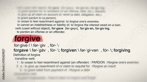 The Word Forgive Red Highlighted in a Dictionary Animation