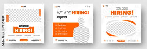 We are hiring job vacancy social media post banner design template with orange color.