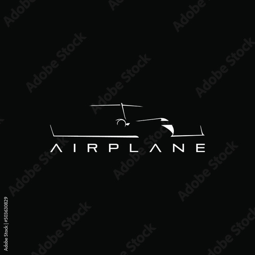 private jet cut edge vector for logo suggestions on black background