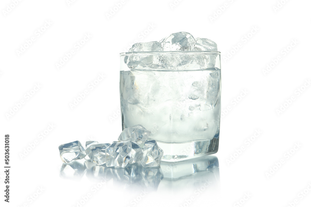 Glass Of Real Ice Isolated On White Background Stock Photo
