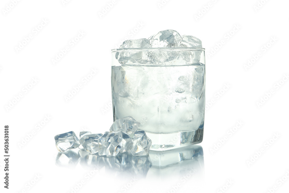 Glass of water with ice isolated on white background Stock Photo ...