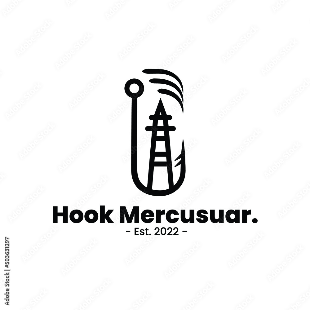 lighthouse hook logo. marine themed this logo can be used for companies related to shipping or marine lighthouse hook logo. marine themed this logo can be used for companies related to shipping or marine