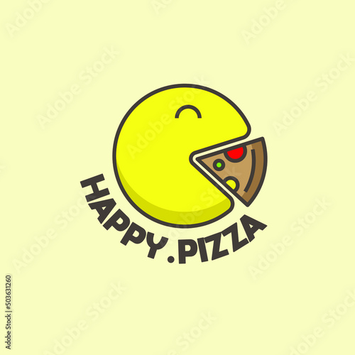 Happy Pizza Logo. a logo for a pizza business with the theme of joy, fun, happiness might suit this logo

