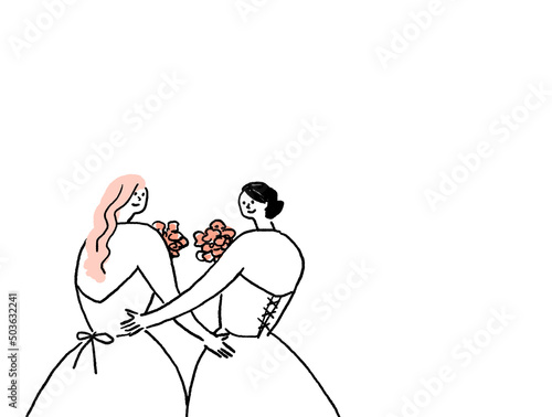 Cuadro en lienzo レズビアンカップルの結婚式、テキストなし（横、左配置）