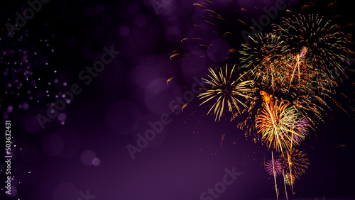 Fireworks with blur milky way background