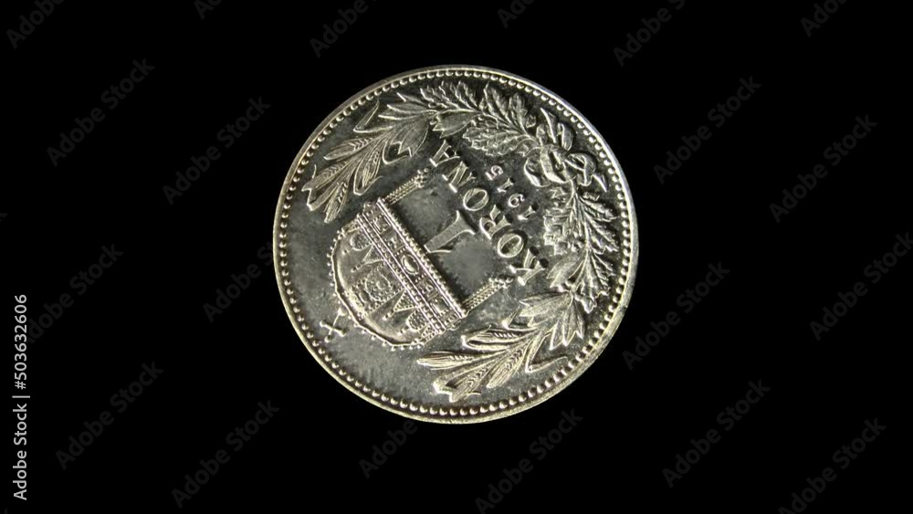 Obverse of Hungary coin 1 korona 1915. Isolated in white background. Obverse of Hungary coin 1 korona 1915. Isolated in white background.