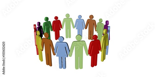 Multi colored human figures representing multi social diversity concept