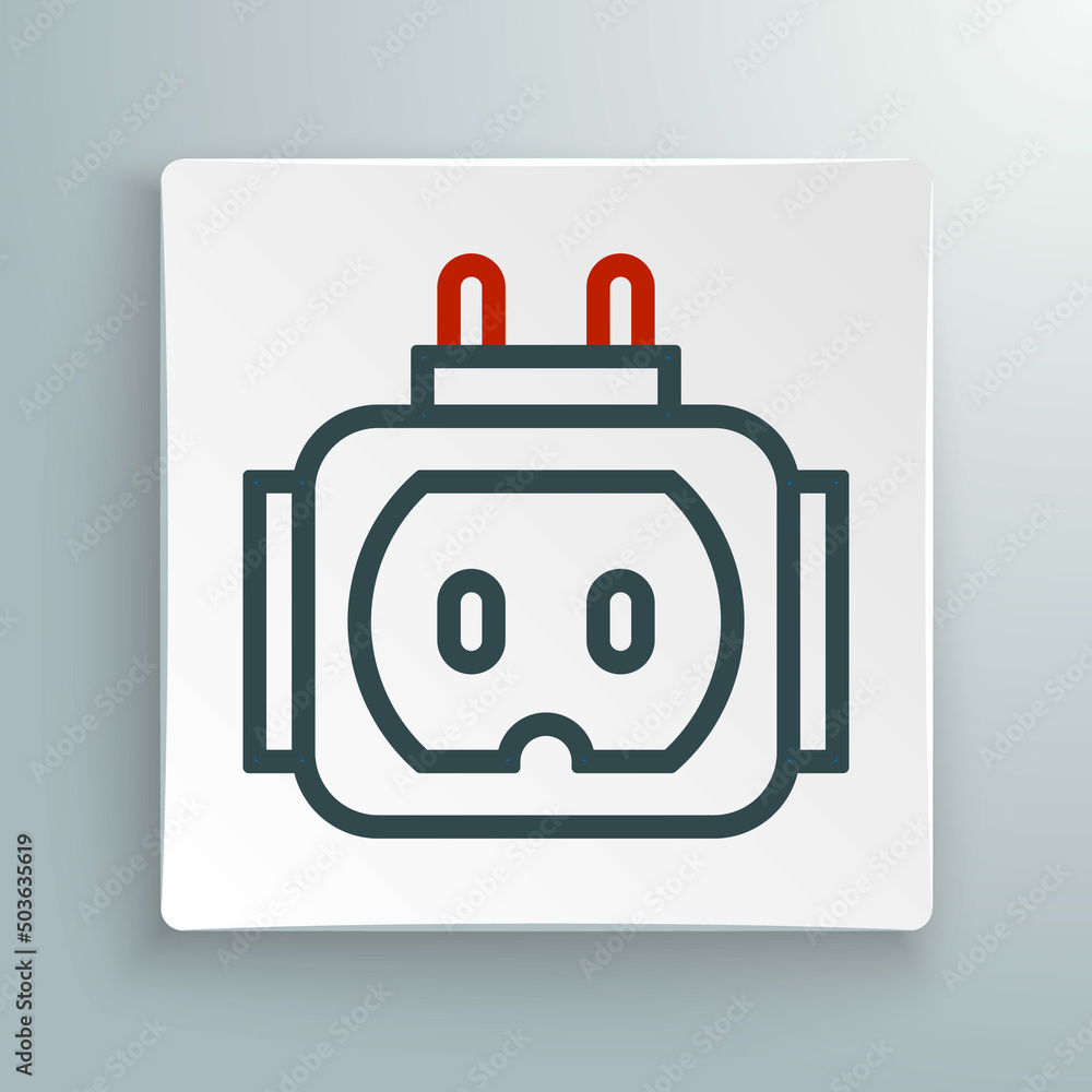 Line Tee plug electric with clipping path icon isolated on white background. Colorful outline concept. Vector Line Tee plug electric with clipping path icon isolated on white background. Colorful outline concept. Vector