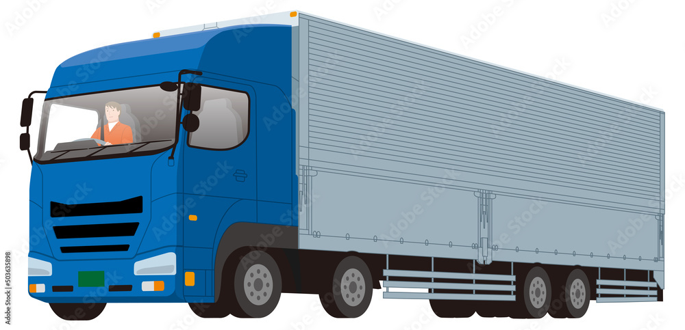 大型ウイングトラックとドライバーのイラスト Stock ベクター Adobe Stock