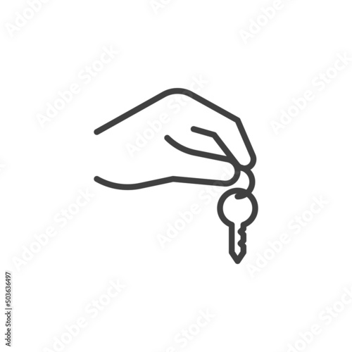 Hand holding key line icon