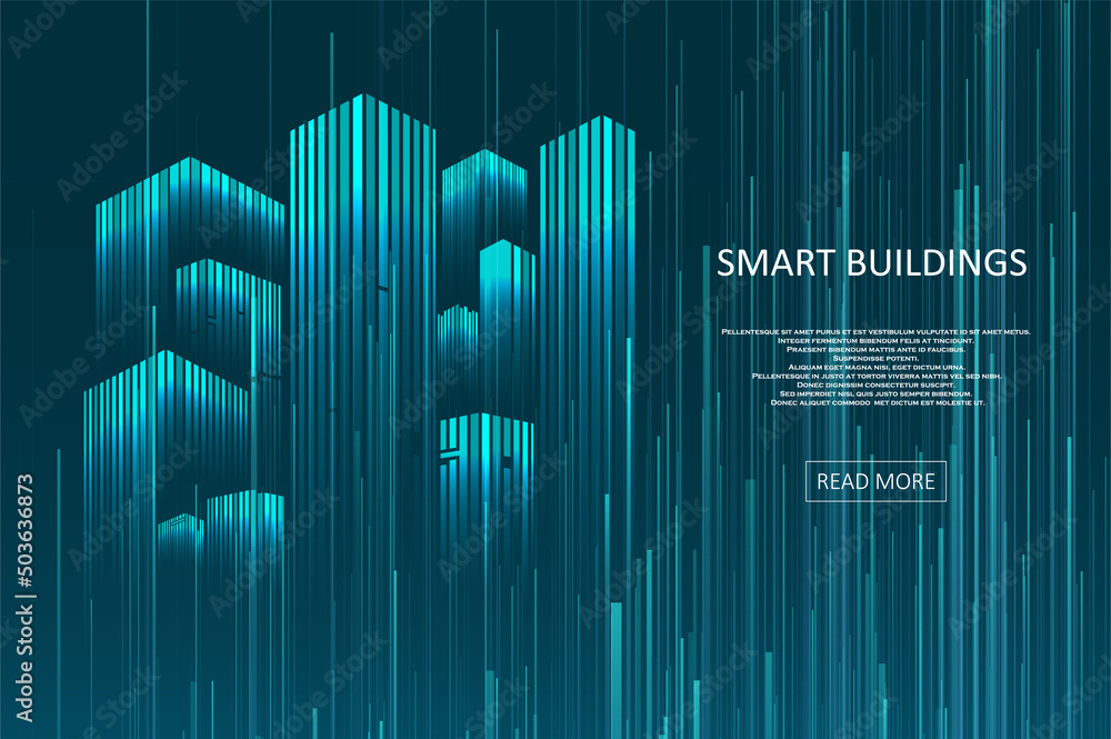 Smart building concept design for city illustration Smart building concept design for city illustration