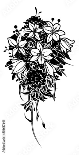 Floral Flower Bouquet in a Sketch Drawing Style