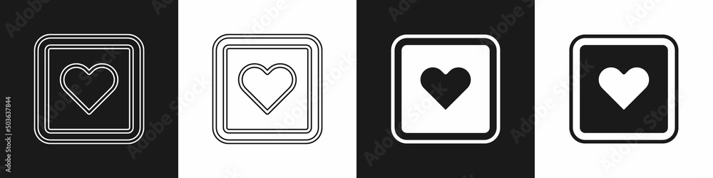 Set Like heart icon isolated on black and white background. Counter Notification Icon. Follower Insta. Vector Set Like heart icon isolated on black and white background. Counter Notification Icon. Follower Insta. Vector