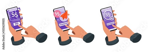 Mobile Banking with Singapore Dollar Illustration
