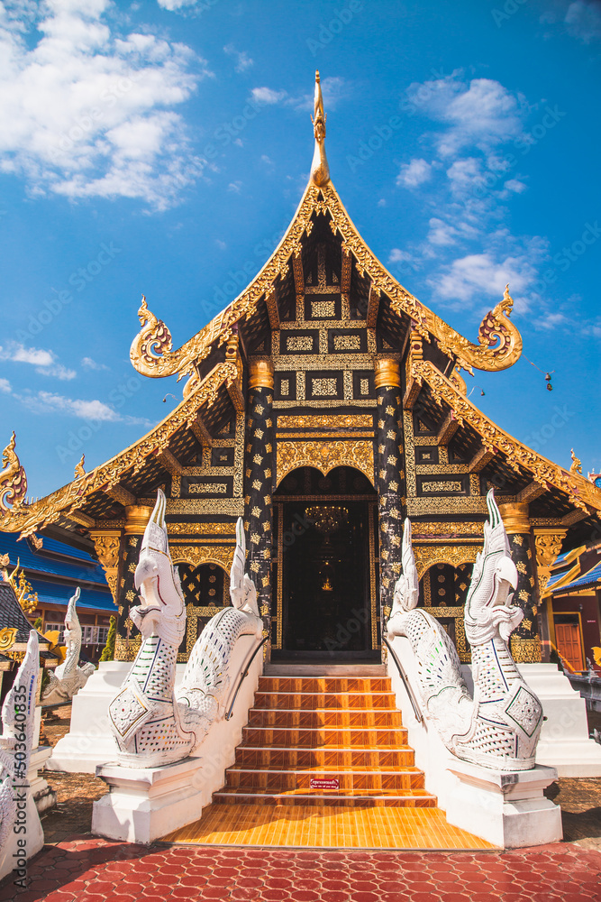 Fototapeta premium Wat Phiphat Mongkhon blue temple in Sukhothai, Thailand