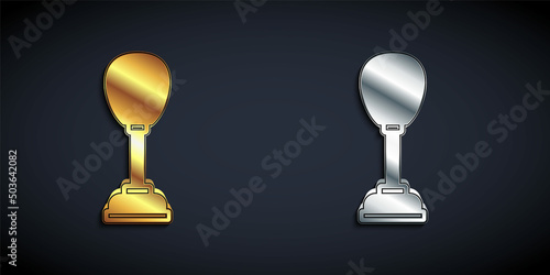 Gold and silver Punching bag icon isolated on black background. Long shadow style. Vector
