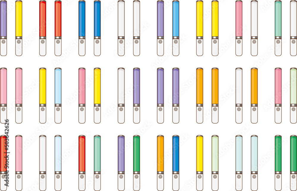 Illustration with multiple penlights seen from the front