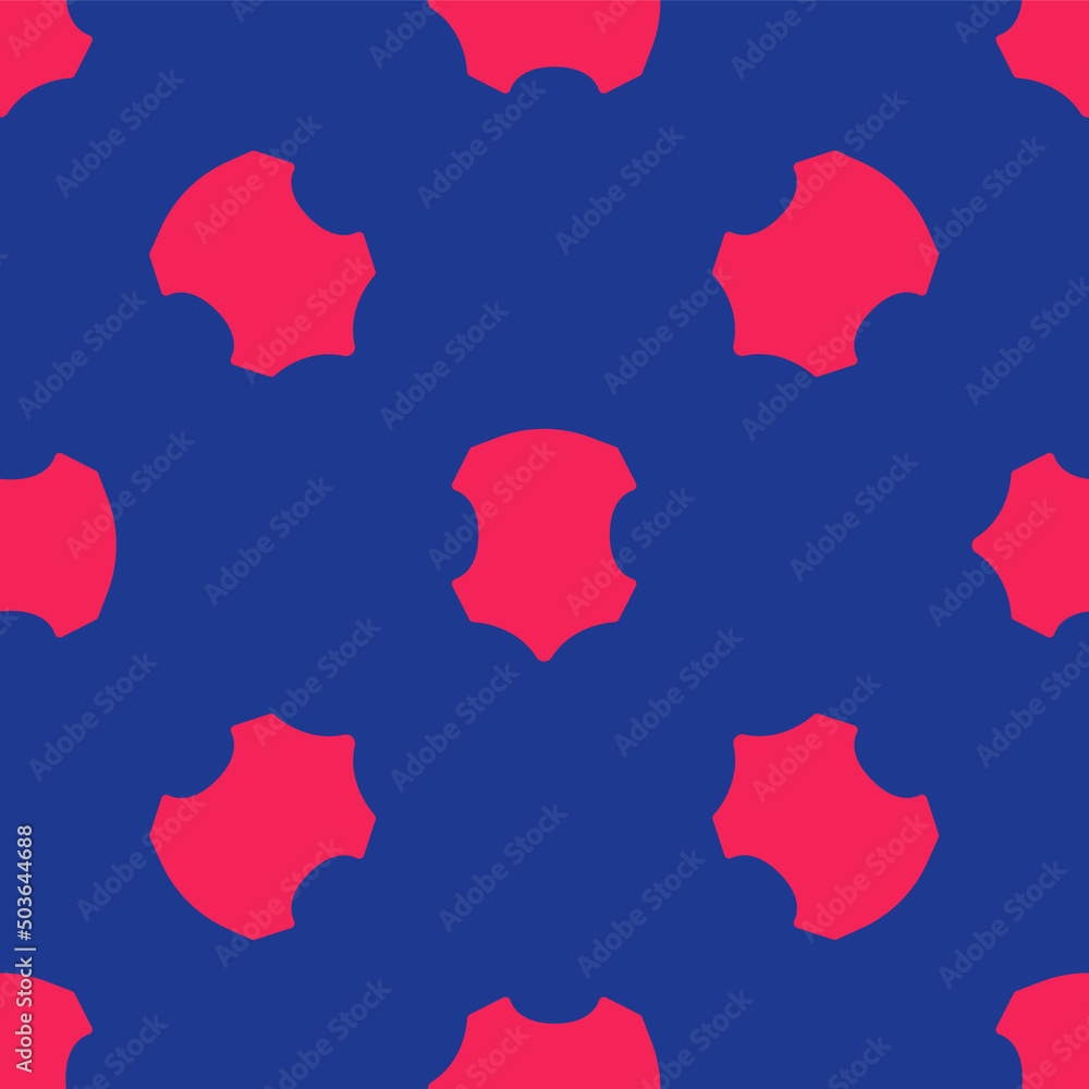 Red Leather icon isolated seamless pattern on blue background. Vector