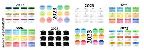 Calendar for 2023 isolated on a white background